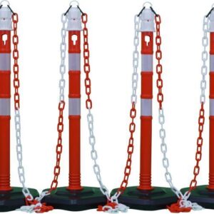 Kettenpfosten - Set, r/w 6 Pfosten + 5x3m Kette