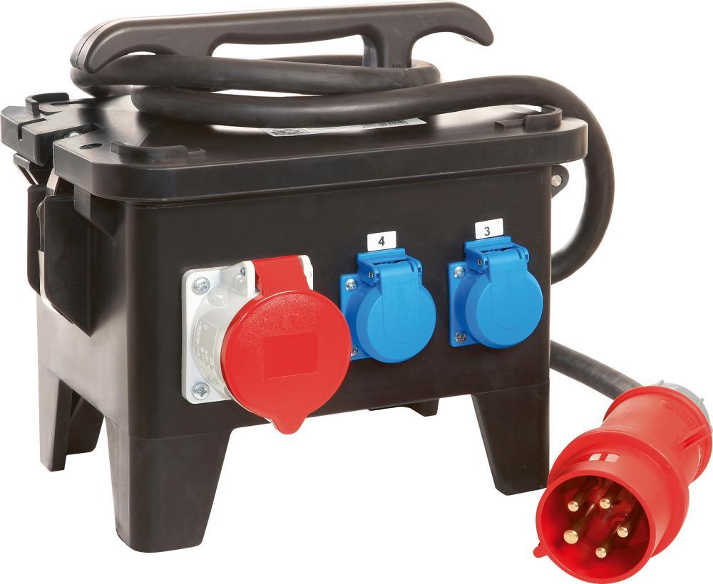 Baustellen-StromverteilerM4 400V aus Vollgummi 1 Baustellen-StromverteilerM4 400V aus Vollgummi