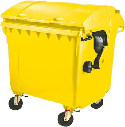 Müllcontainer Kunststoff 1,1 cbm Runddeckel gelb 1 Müllcontainer Kunststoff 1,1 cbm Runddeckel gelb