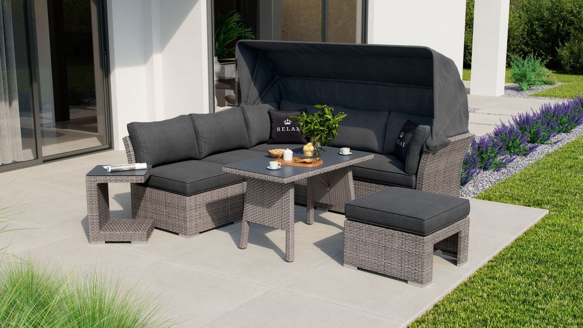 Multifunktions-Lounge Trivor, 5 Plätze, Alu/Kunststoff, dakar-nature 1 Multifunktions-Lounge Trivor, 5 Plätze, Alu/Kunststoff, dakar-nature