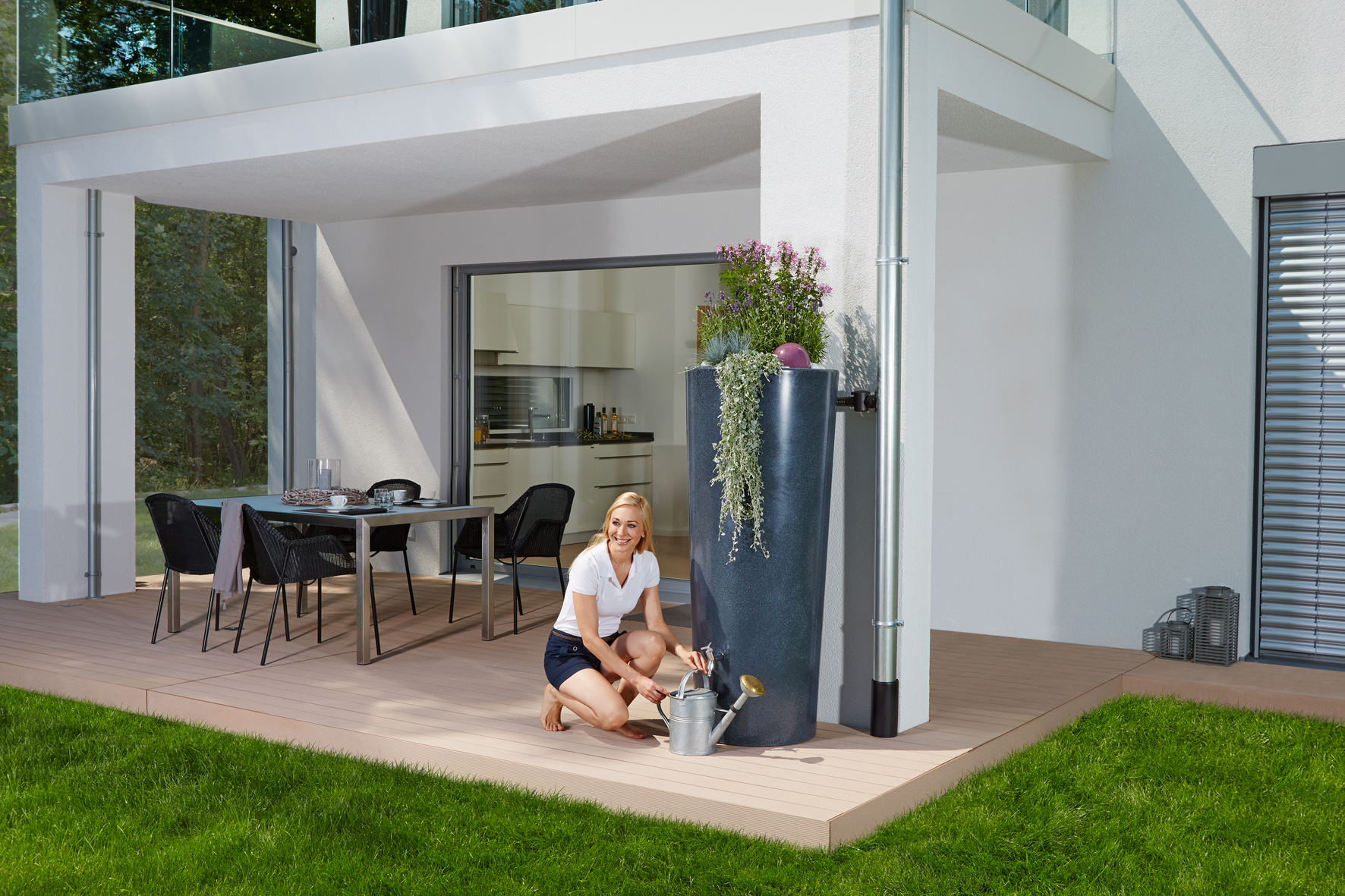 STONE 2in1 Regenspeicher mit Pflanzschale 210L, lava 1 STONE 2in1 Regenspeicher mit Pflanzschale 210L, lava