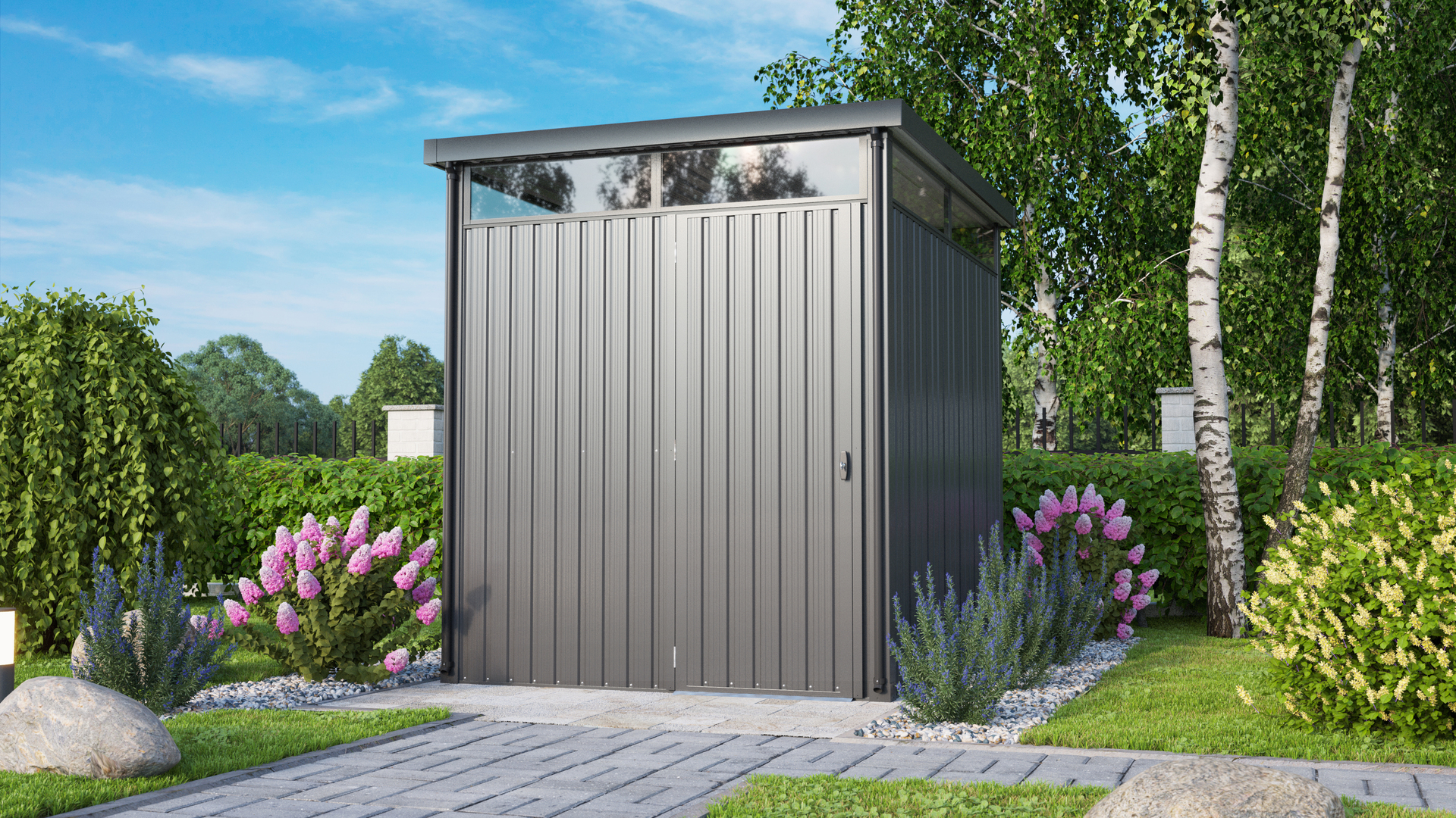 Gerätehaus Rheinfelden, anthrazit matt 1 Gerätehaus Rheinfelden, anthrazit matt