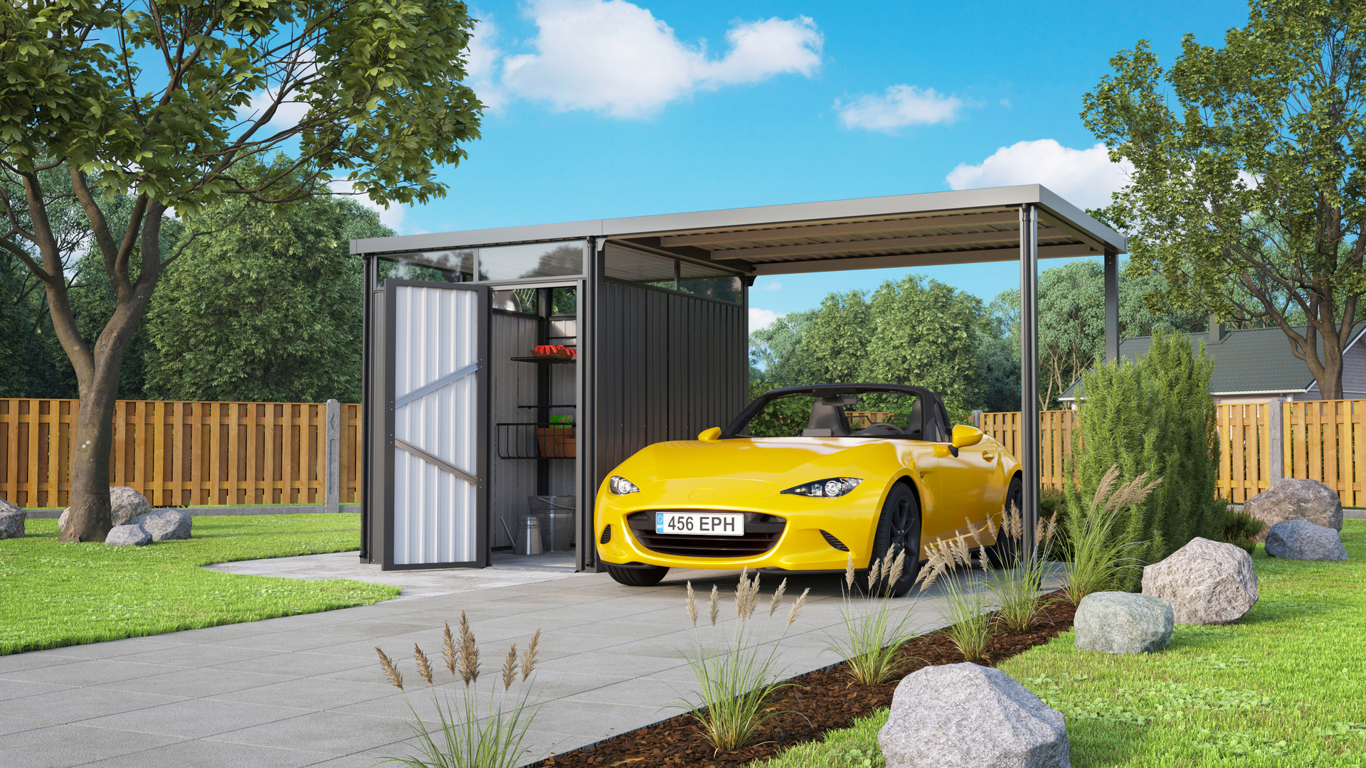 Gerätehaus Rheinfelden, anthrazit matt 1 Gerätehaus Rheinfelden, anthrazit matt