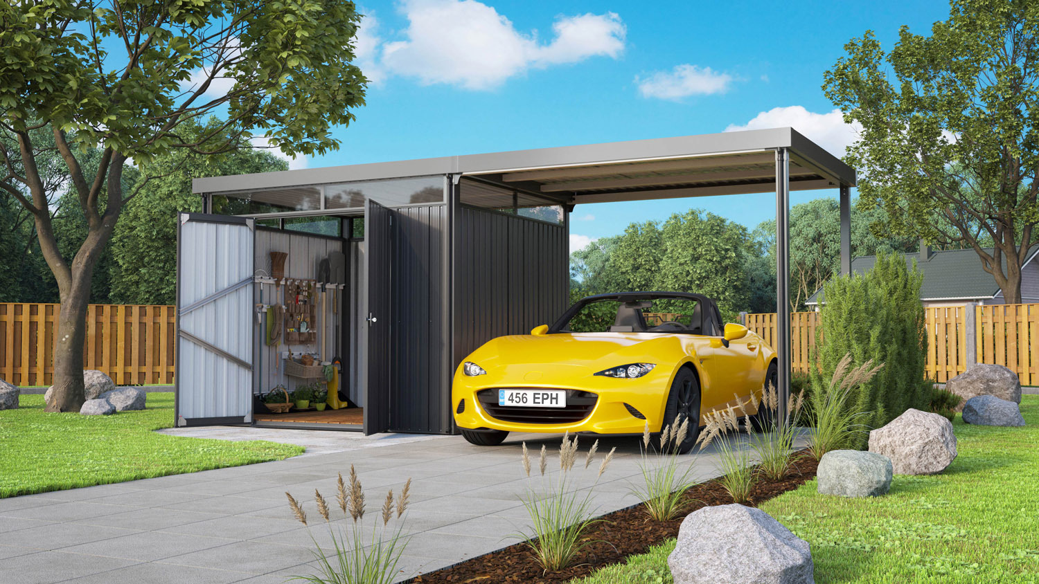 Gerätehaus Rheinfelden, anthrazit matt 1 Gerätehaus Rheinfelden, anthrazit matt