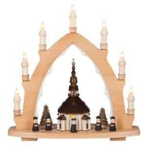 Lichterspitze "Seiffener Kirche", 42x44x15cm, mit Innenbeleuchtung