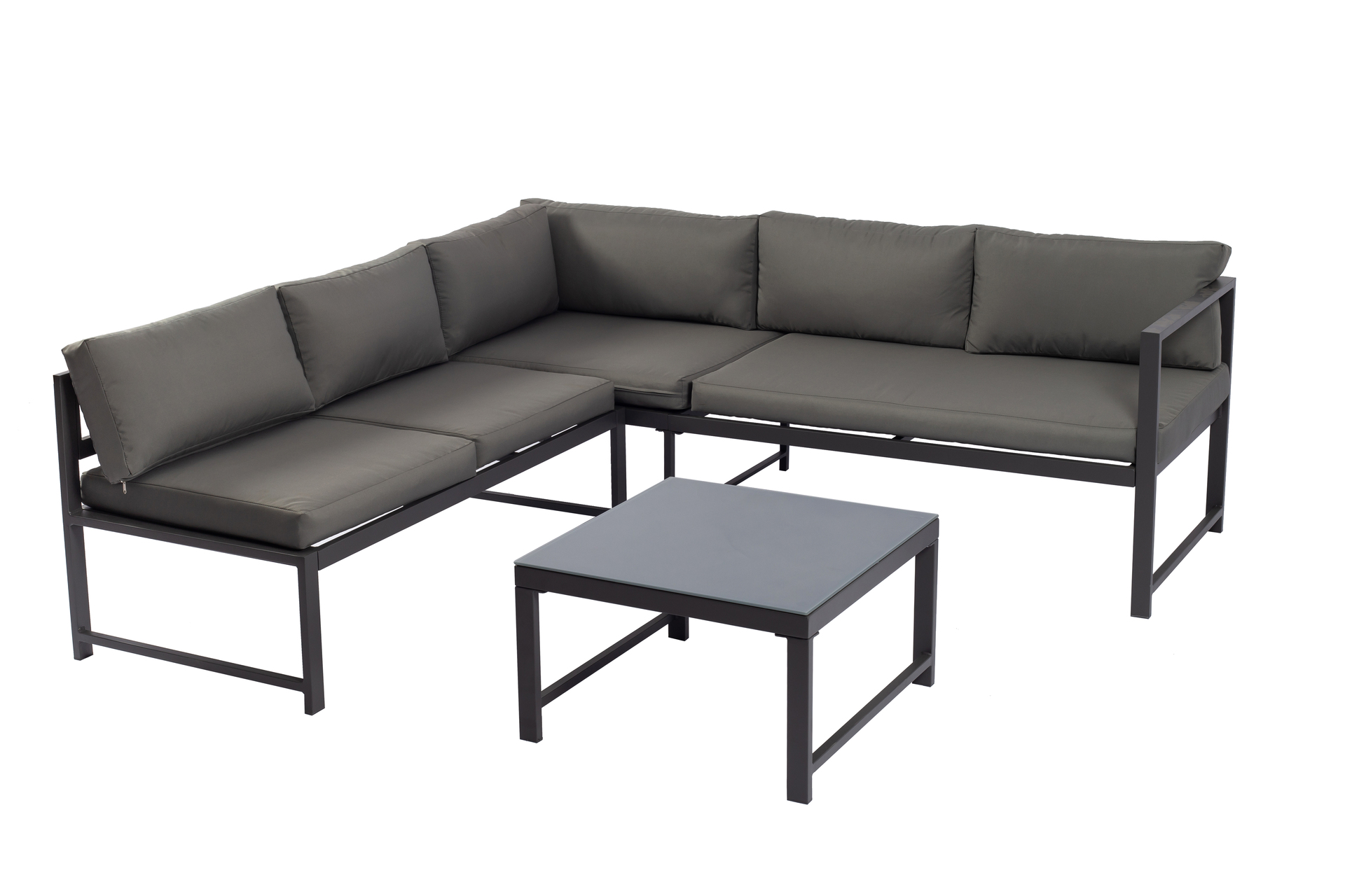 Ecksofa mit Liegefunktion und Tisch, Aluminium 1 Ecksofa mit Liegefunktion und Tisch, Aluminium