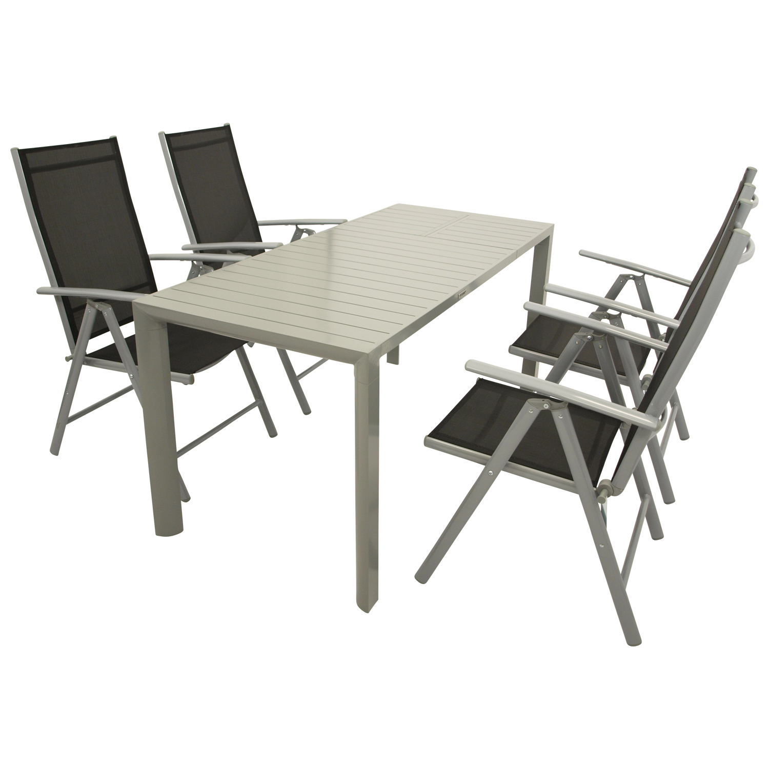 Garnitur 5-teilig, Ausziehtisch, Aluminium/Textillene 1 Garnitur 5-teilig, Ausziehtisch, Aluminium/Textillene