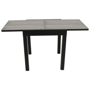 Balkon-Ausziehtisch 70/140x70cm, Tischplatte Glas in Keramikoptik hellgrau
