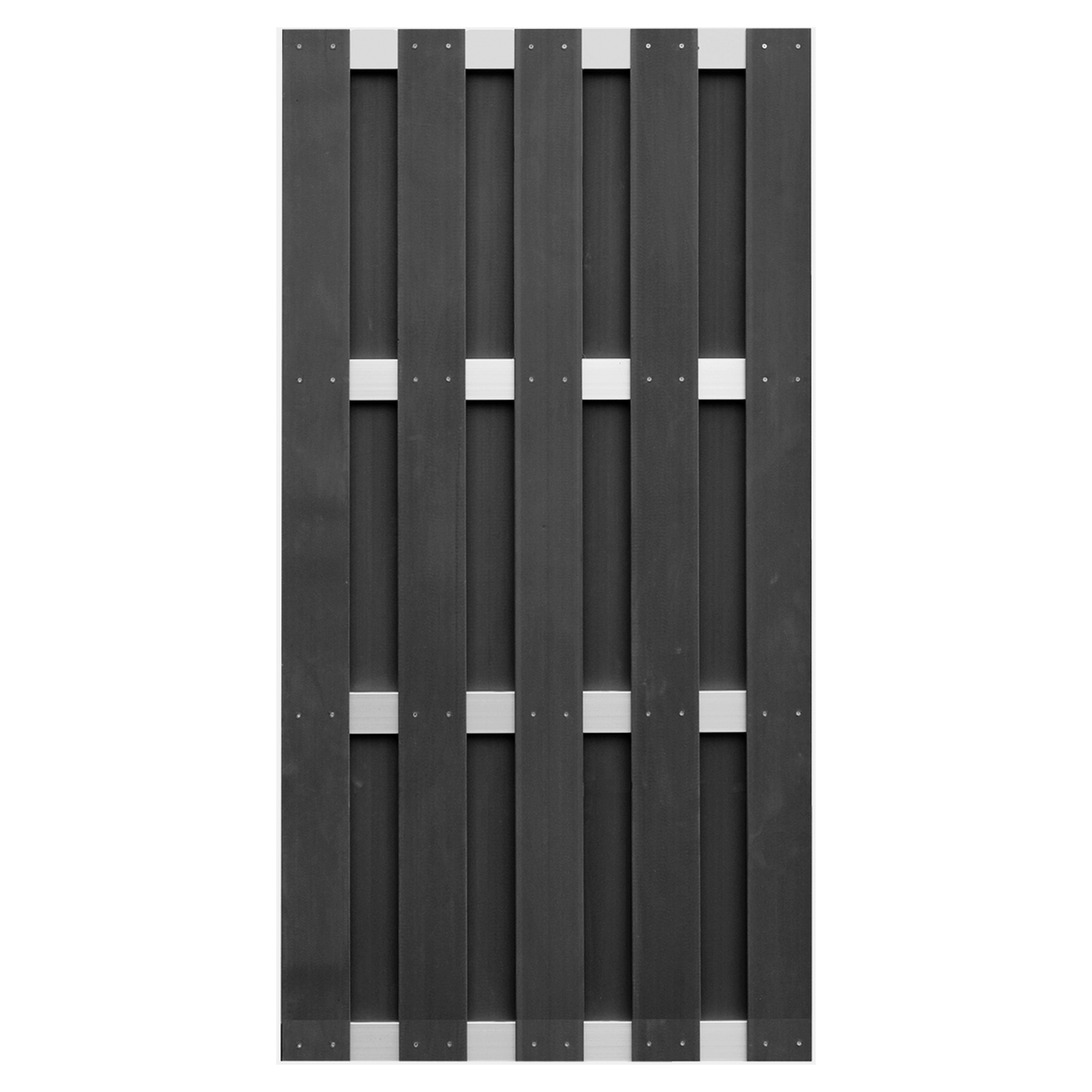 ELDENA-Serie, WPC-Bretterzaun 4 Querriegel ALU hell eloxiert 1 ELDENA-Serie, WPC-Bretterzaun 4 Querriegel ALU hell eloxiert