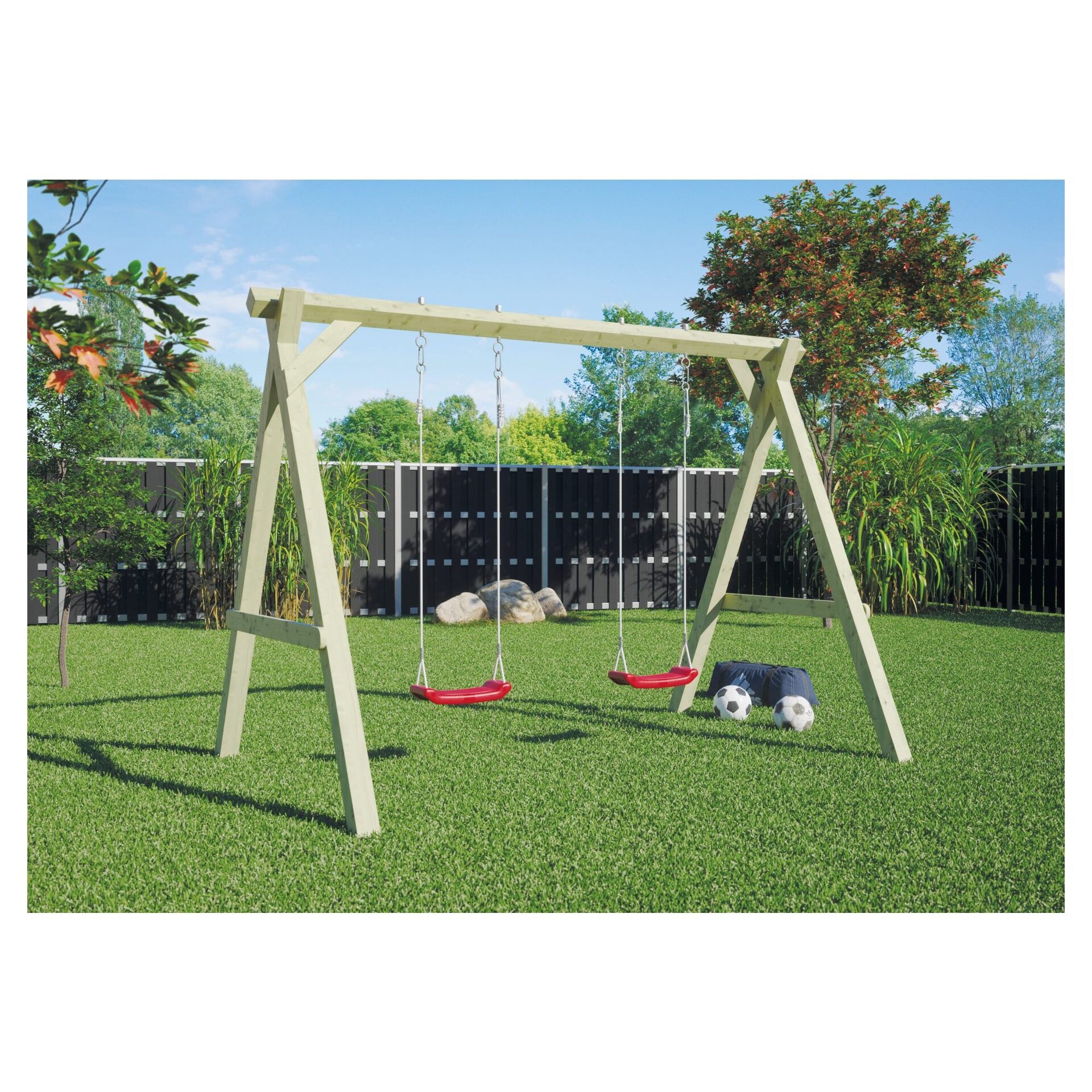 TILL-Schaukel aus 9x9 Kreuzholz 300x190x210 cm 1 TILL-Schaukel aus 9x9 Kreuzholz 300x190x210 cm