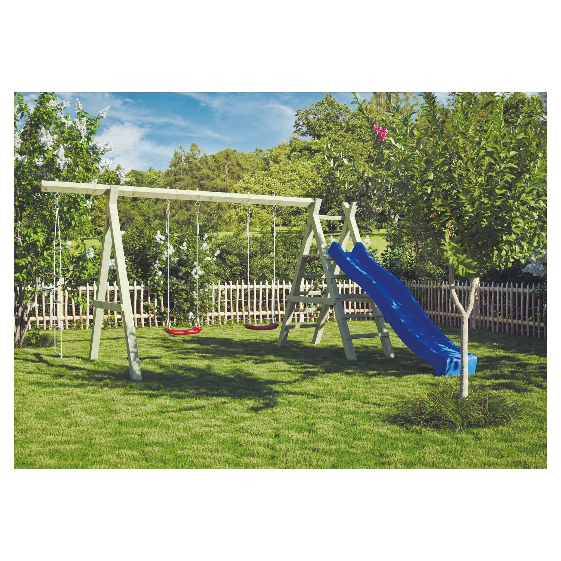 WILLI-Spielanlage aus Kreuzholz 430x190x210 cm 1 WILLI-Spielanlage aus Kreuzholz 430x190x210 cm