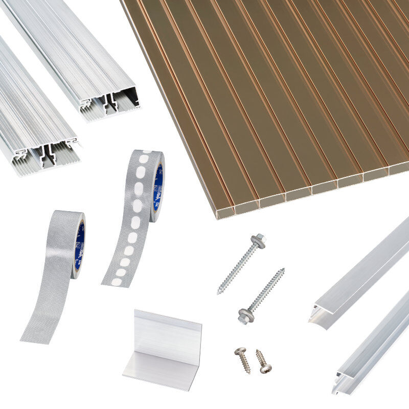 acryl doppelstegplatten terrassendach set einfachem alu verlegeprofil 16 mm bronze