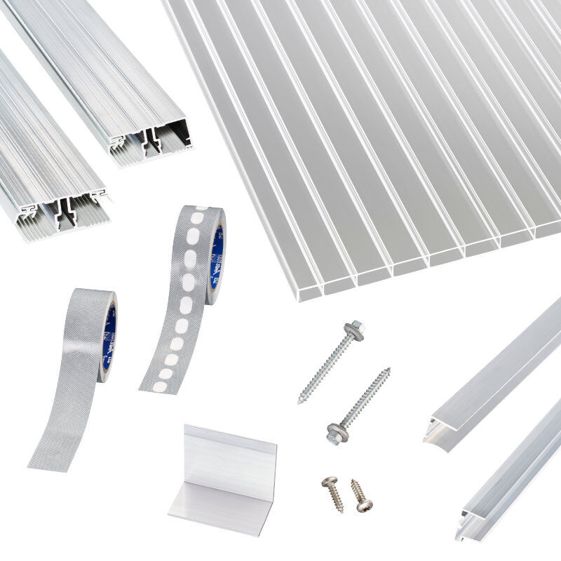 acryl doppelstegplatten terrassendach set einfachem alu verlegeprofil 16 mm glasklar