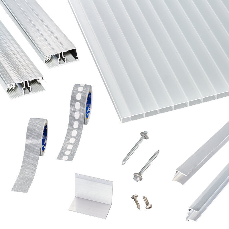 acryl doppelstegplatten terrassendach set einfachem alu verlegeprofil 16 mm opal weiss