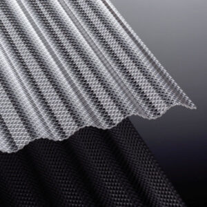 Polycarbonat Lichtplatte | Tejemacro | Wellplatte | 76/18 | 2,8 mm | Breite 1045 mm | wabenstruktur | glasklar