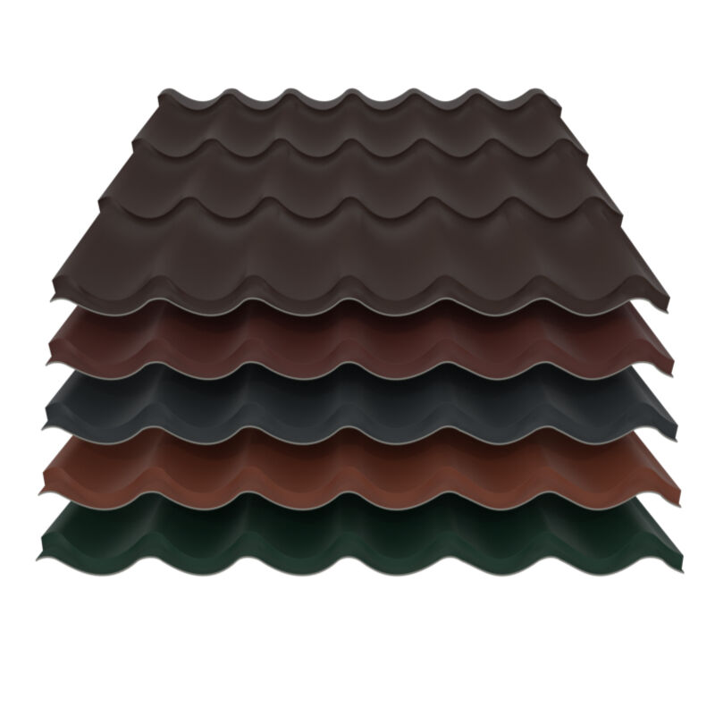 pfannenblech dachpfanne optik 050 mm blechstaerke 60my puramid farbbeschichtung