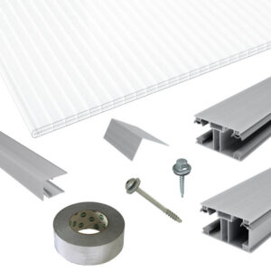 Polycarbonat Stegplatten | Terrassendach-Set | ECO Verlegeprofil | 16 mm | opal-weiß