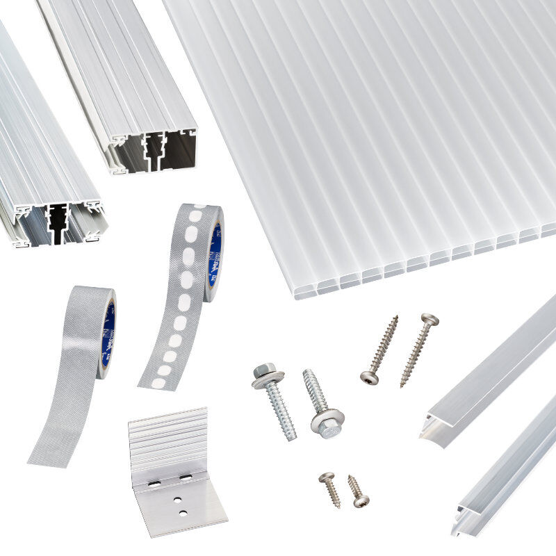 polycarbonat stegplatten terrassendach set hochwertigem alu verlegeprofil 16 mm opal weiss