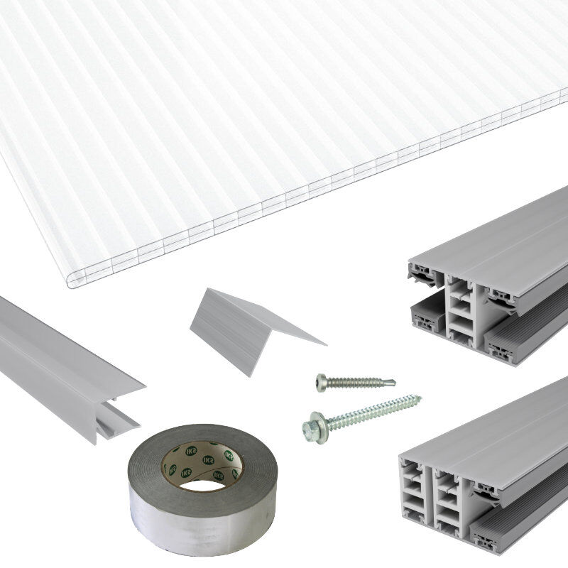 polycarbonat stegplatten terrassendach set mendiger classic verlegeprofil 16 mm opal weiss