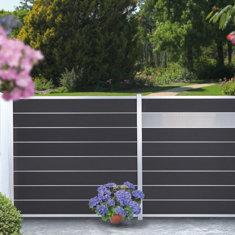 sichtschutzzaun set gotland schiefergrau
