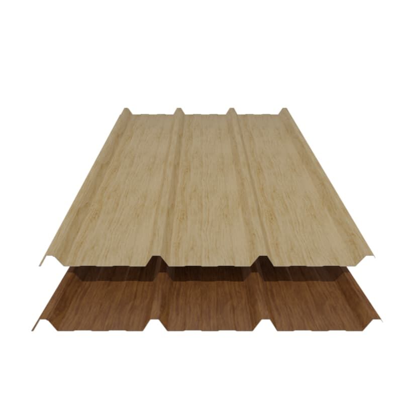 trapezblech 45 333 stahl dachprofil 35my strukturpolyester holzoptik eiche ahorn 050 mm staerke7