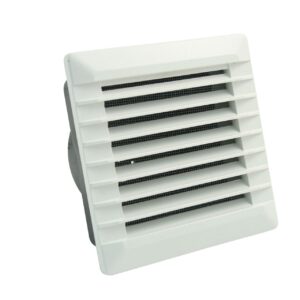 Lüftungsgitter zum Einbau ins Mauerwerk mit Rohranschluss und selbsttätiger Rückstauklappe