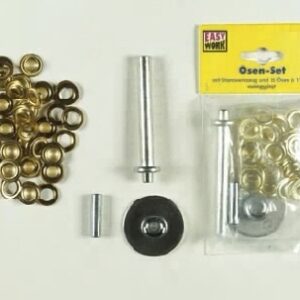 Easy Work Oesenset, 15 Ösen a 11mm, vermessingt