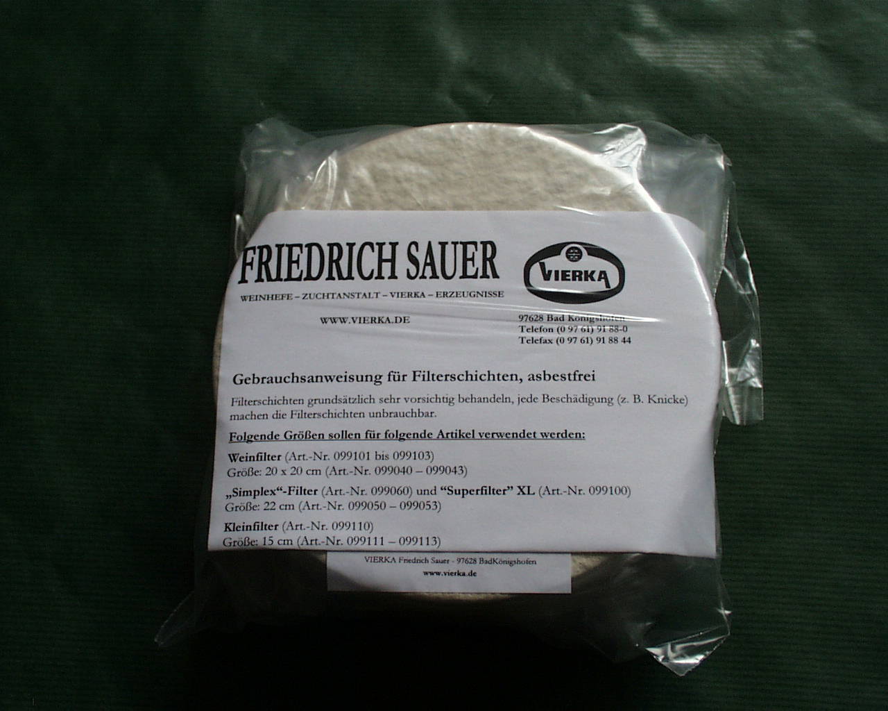 1380307 einstiegsset filterschichten d 15cm 18stk