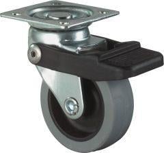 1520783 lenkrolle mit feststeller gummirad grau gleitlager 80 mm