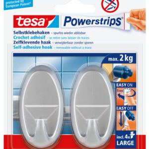 Tesa Powerstrips Haken Large Oval matt-chrom