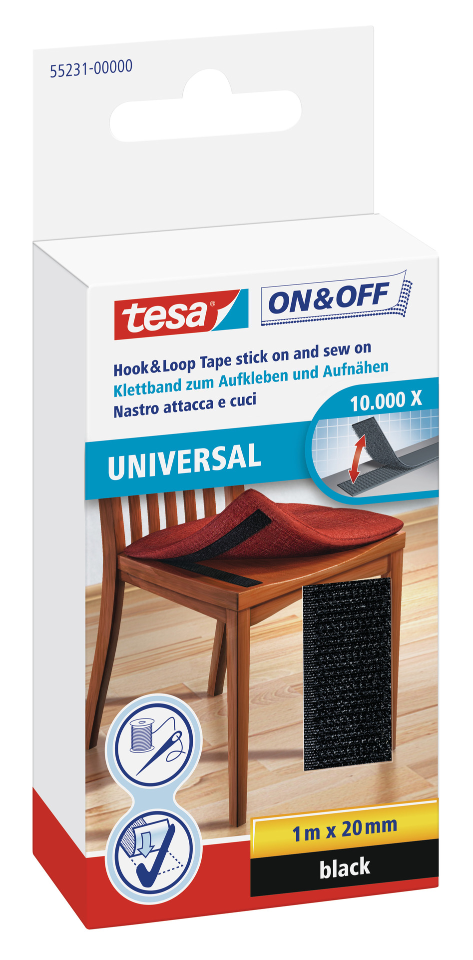 1543122 tesa on and off klettband zum aufkleben und aufnaehen