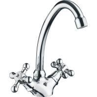 Spültisch Einlochbatterie NOSTALGIE mit 2 Griffen chrom