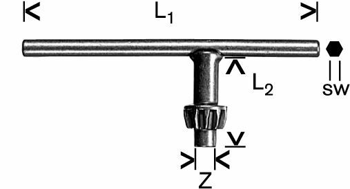 Bohrfutterschlüssel für Winkelbohrkranz 1 Bohrfutterschlüssel für Winkelbohrkranz
