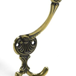 Hut- & Mantelhaken, 59 x 145 x 70 mm, Zinkdruckguss vermessingt, brüniert