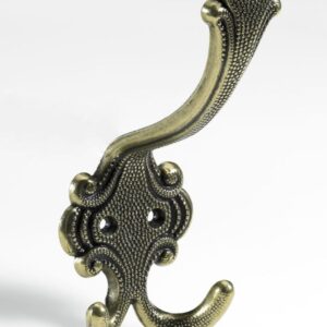 Hut- & Mantelhaken, 58 x 145 x 70 mm, Zinkdruckguss vermessingt, brüniert