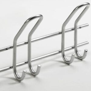 Garderobenleiste, 2 Haken, 285 x 165 x 75 mm, Stahl silberfarben