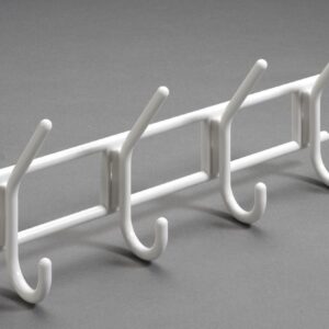 Garderobenhaken, 4 Haken, 370 x 150 x 70 mm, Kunststoff weiß