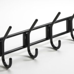 Garderobenhaken, 4 Haken, 370 x 150 x 70 mm, Kunststoff schwarz