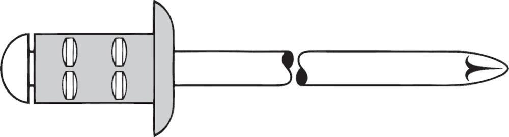 Mehrbereichs-Blindniet Alu/VA Flachrundkopf 4,8x15mm GESIPA 1 Mehrbereichs-Blindniet Alu/VA Flachrundkopf 4,8x15mm GESIPA