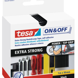 Tesa On and Off Extra Stark Klettband schwarz