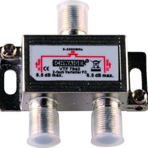 Schwaiger 2-fach Verteiler F-Buchsen SAT m. DC- Durchg.