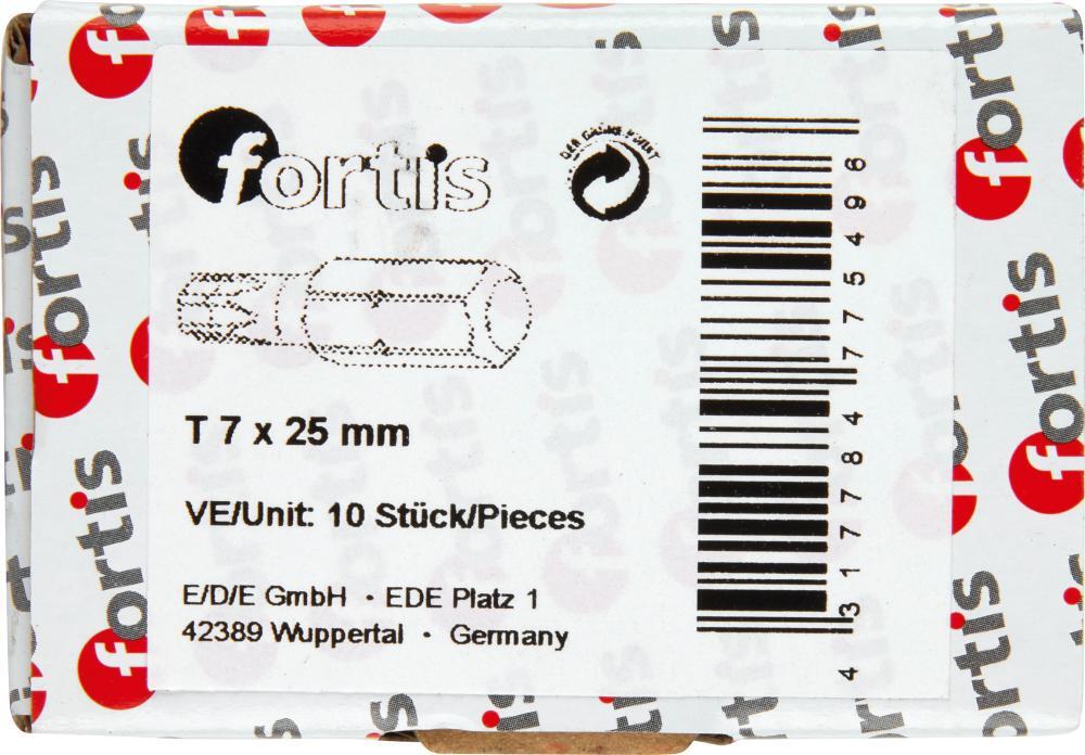 Bit zähhart 1/4" DIN3126 C6,3 T7x25mm 10er Pack FORTIS 1 Bit zähhart 1/4" DIN3126 C6,3 T7x25mm 10er Pack FORTIS
