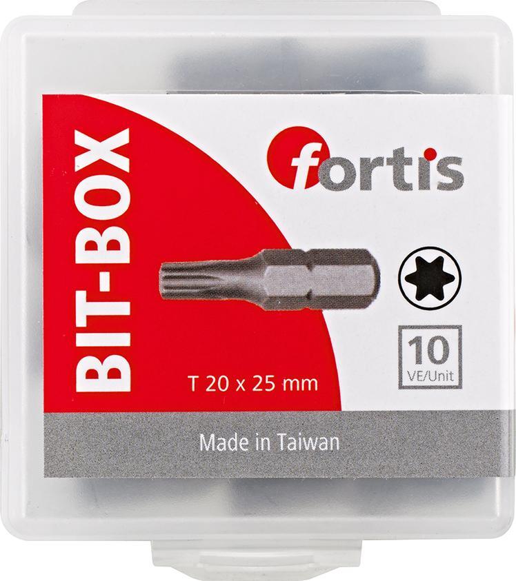 Bit zähhart 1/4" DIN3126 C6,3 T20x25mm 10er Pack FORTIS 1 Bit zähhart 1/4" DIN3126 C6,3 T20x25mm 10er Pack FORTIS