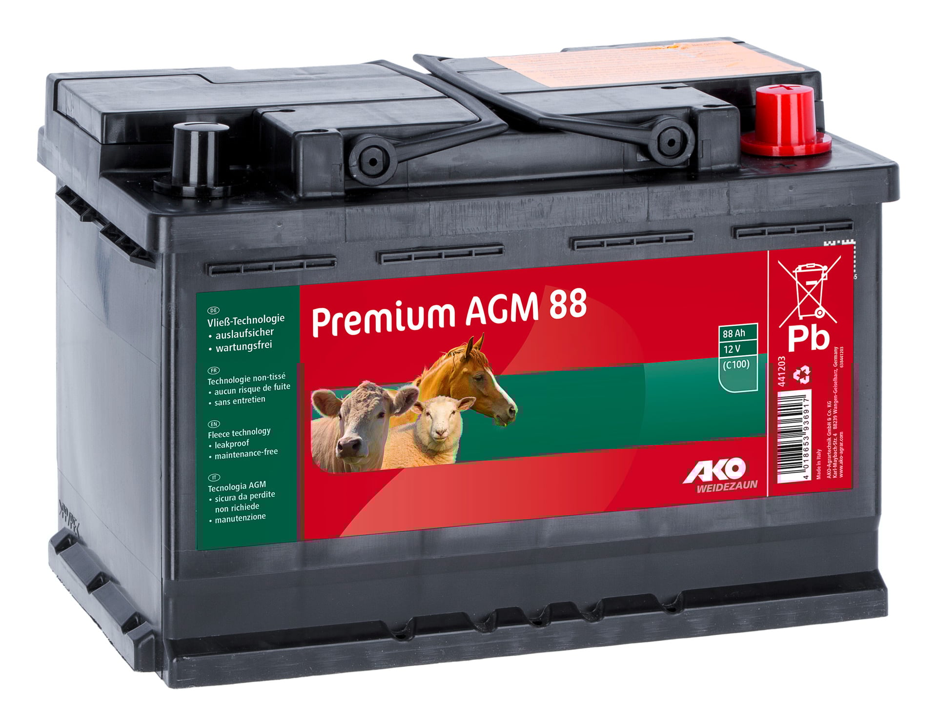 2080340 ako premium agm batterie 88 ah