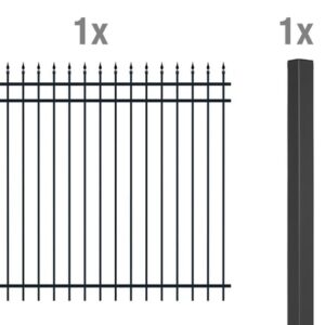 Anbauset Columbus 2 m, matt-schwarz , 1800 mm hoch