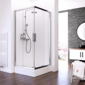 ExpressPlus KristallTrend Eckeinstieg mit Duschwanne, chrom-optik