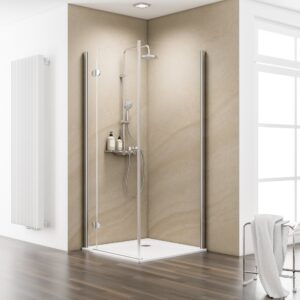 ExpressPlus MasterClass Eckdusche mit Seitenwand +  Duschwanne, 90x90x200cm