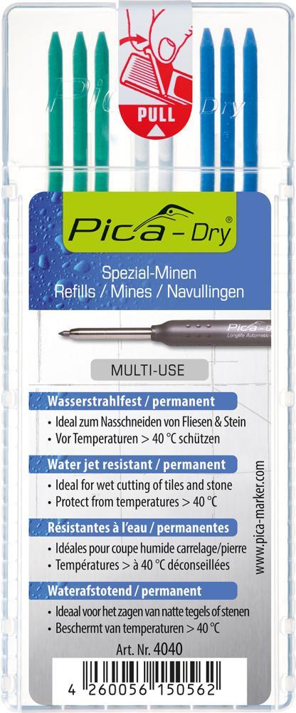 2221190 minen set fuer tieflochmarker pica dry weiss gruen blau pica