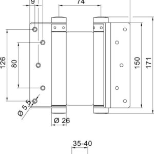 Pendeltürbänder Nr.36 Stahl vernickelt 150mm
