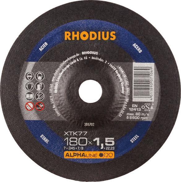 Trennscheibe XTK77 180 x 1,5mm gekr. Rhodius 1 Trennscheibe XTK77 180 x 1,5mm gekr. Rhodius